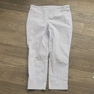 Hilary Radley | White & Navy Pinstripe Pants Tight Elastic Size 12